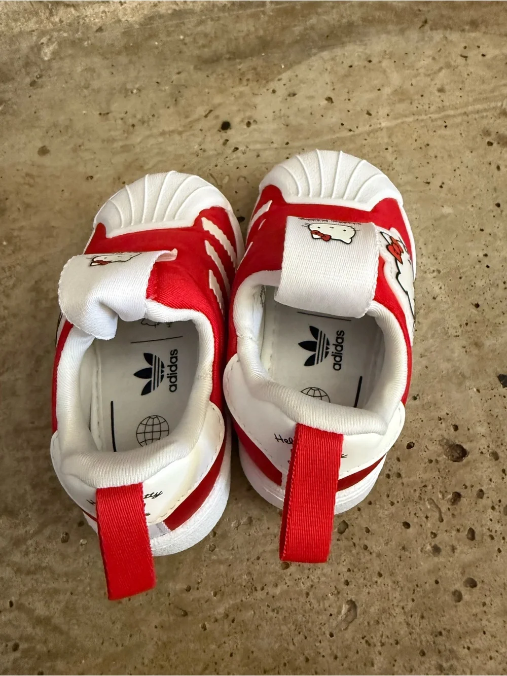 adidas Hello Kitty Kids Red & White Slip-On Sneakers size 4